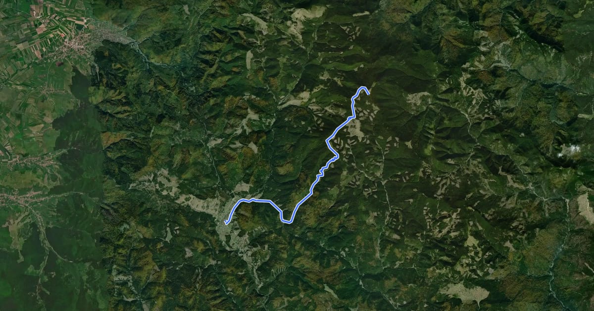 Маршрут Comandău  – Vf. Lăcăuți (yellow triangle) на спутниковом снимке