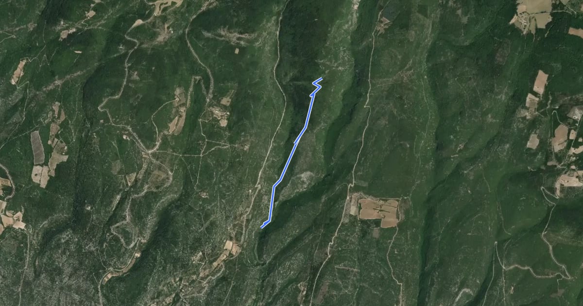 Маршрут Combe du Puits du Geay - Travignon на спутниковом снимке