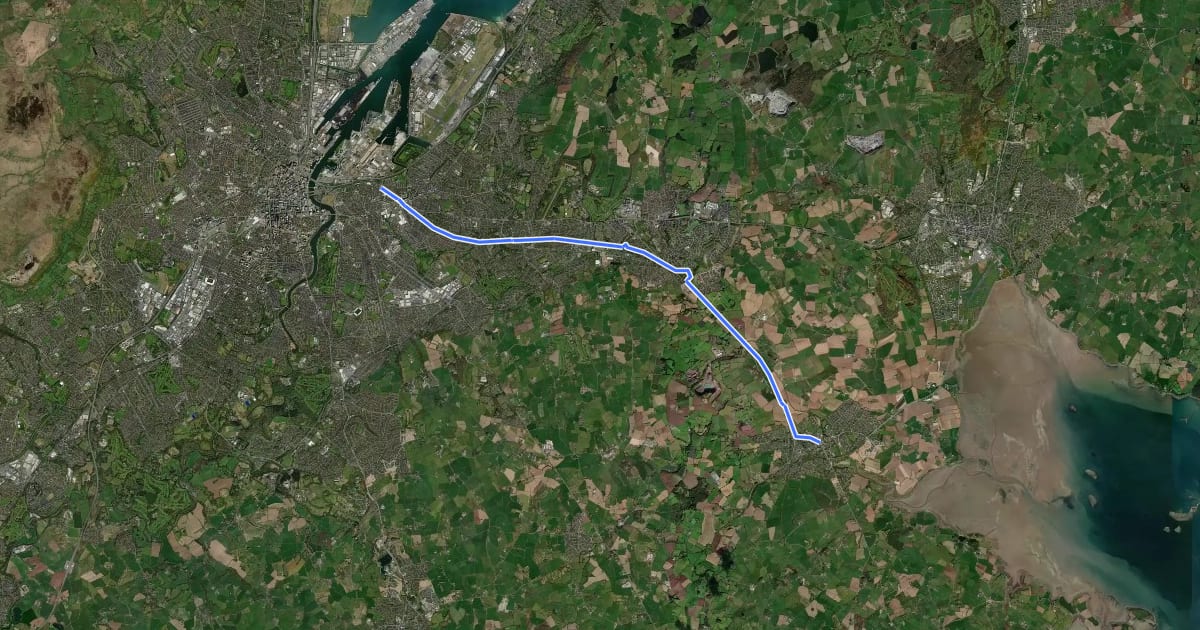 Маршрут Comber Greenway на спутниковом снимке