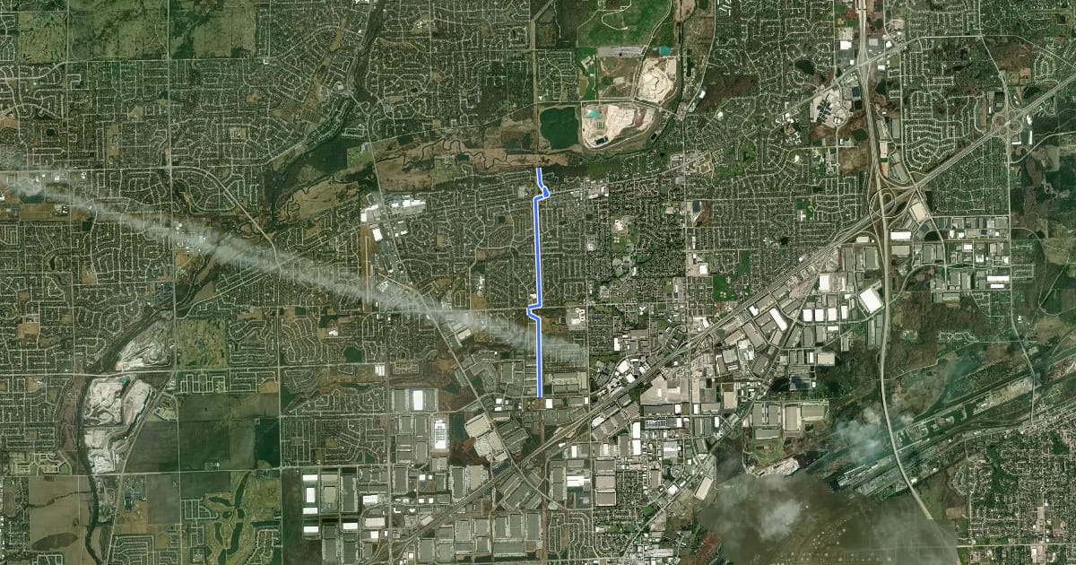 Маршрут ComEd Greenway на спутниковом снимке
