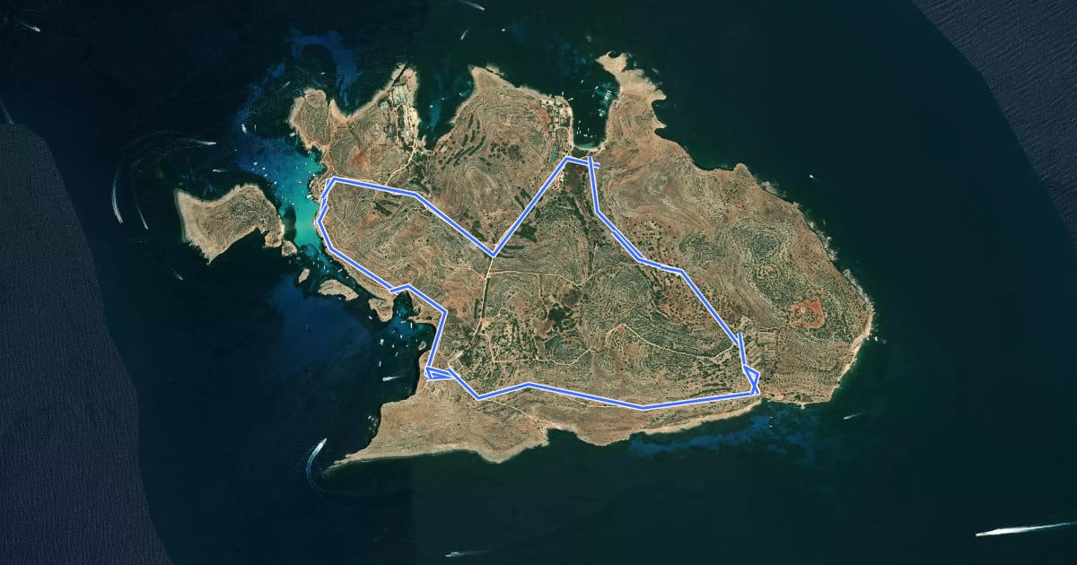 Маршрут Comino Walk на спутниковом снимке