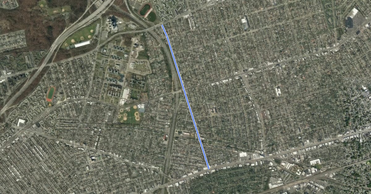 Маршрут Commonwealth Boulevard на спутниковом снимке