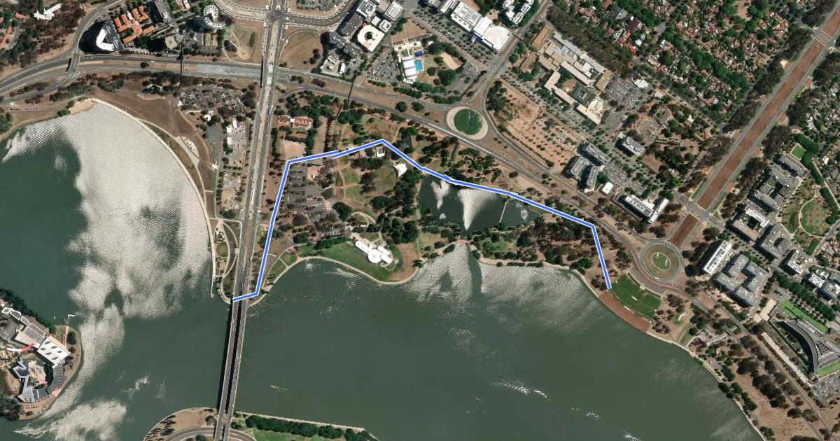 Маршрут Commonwealth Park shared bike path на спутниковом снимке