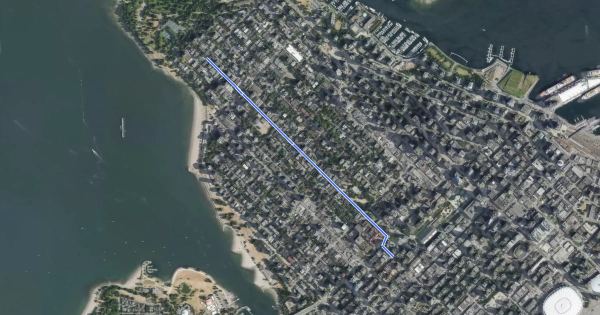 Маршрут Comox (Regional) на спутниковом снимке