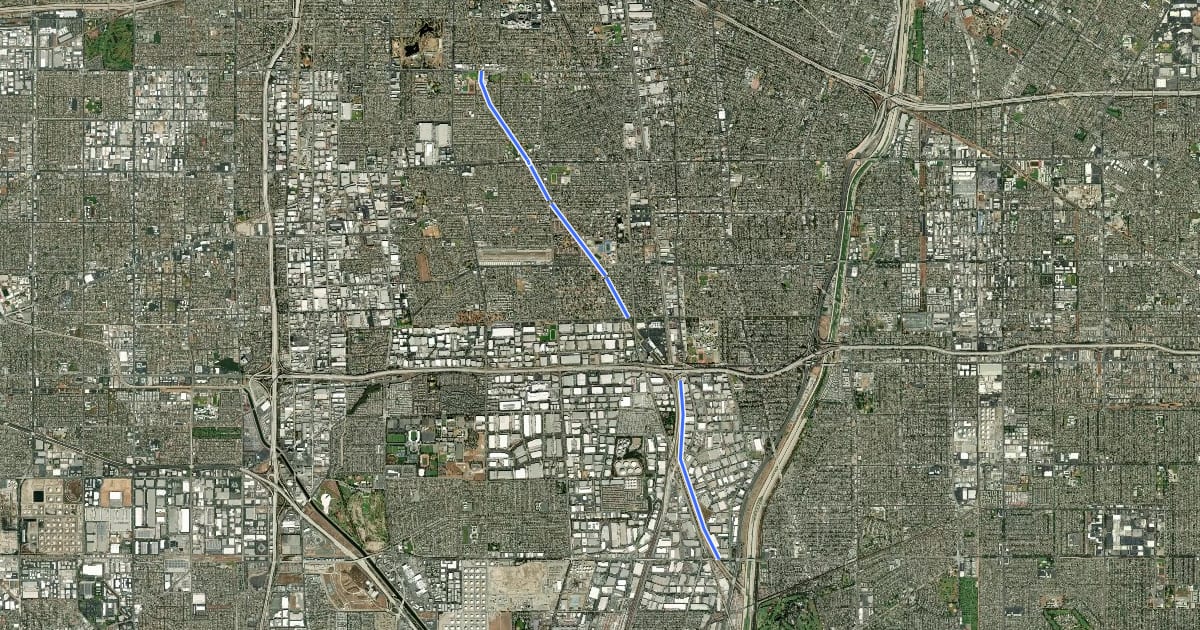 Маршрут Compton Creek Bike Path на спутниковом снимке