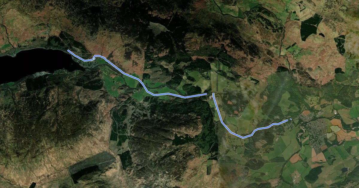 Маршрут Comrie to St Fillans на спутниковом снимке