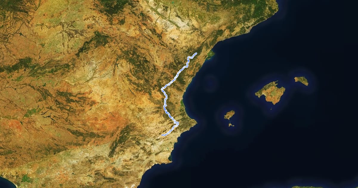 Маршрут Comunitat Valenciana. Fredes - el Pinós на спутниковом снимке