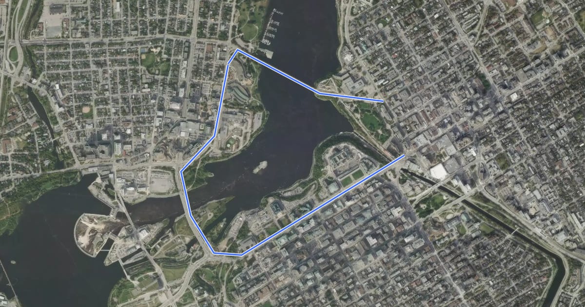 Маршрут Confederation Boulevard на спутниковом снимке