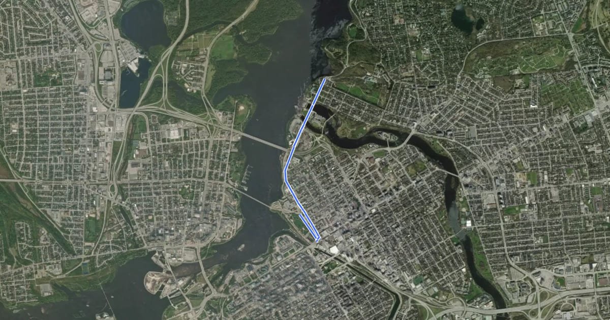 Маршрут Confederation Boulevard - Sussex Drive на спутниковом снимке