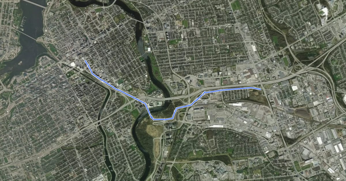 Маршрут Confederation Pathway на спутниковом снимке