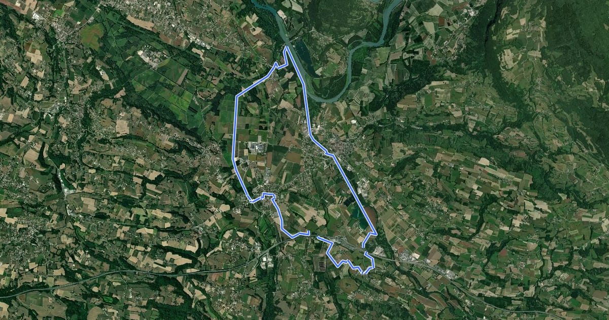 Маршрут Confluence du Rhône на спутниковом снимке