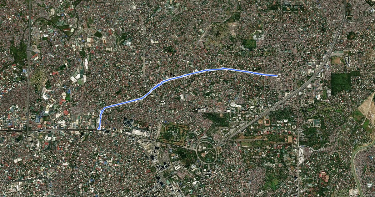 Маршрут Congressional Avenue Bicycle Lanes на спутниковом снимке