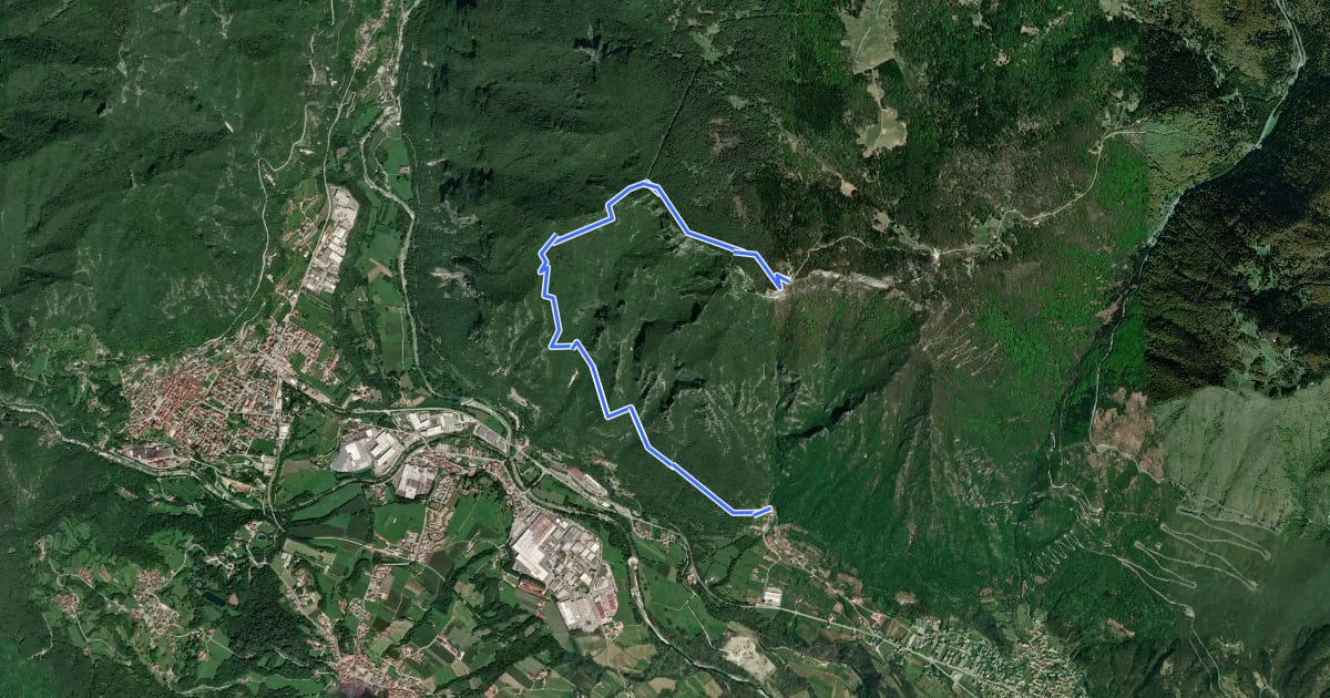 Маршрут Contrà Casale di Cogollo - Monte Cengio per San Zeno e Ronchi Alti на спутниковом снимке