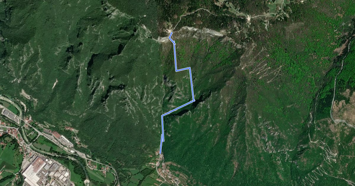 Маршрут Contrà Casale di Cogollo - Monte Cengio per Val Cengiotta на спутниковом снимке