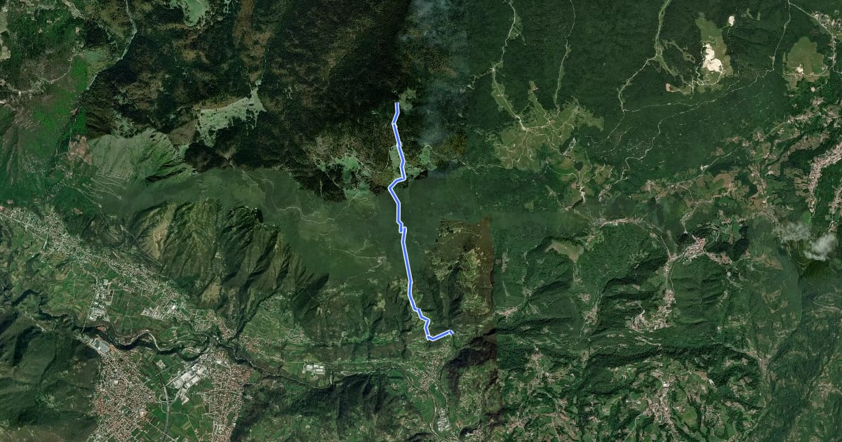 Маршрут Contrà Grumale di Calvene - Cima del Porco на спутниковом снимке
