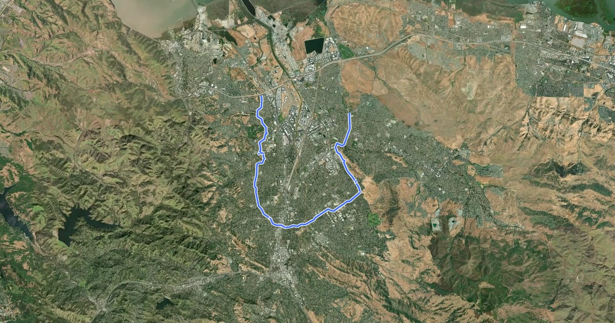 Маршрут Contra Costa Canal Trail на спутниковом снимке