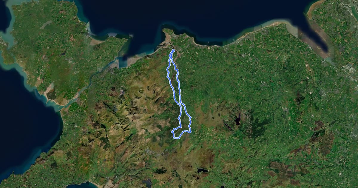 Маршрут Conwy Valley Cycle Route на спутниковом снимке