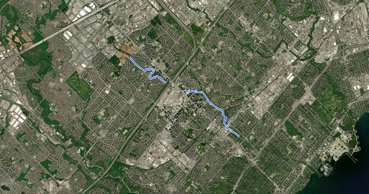 Маршрут Cooksville Creek Trail на спутниковом снимке