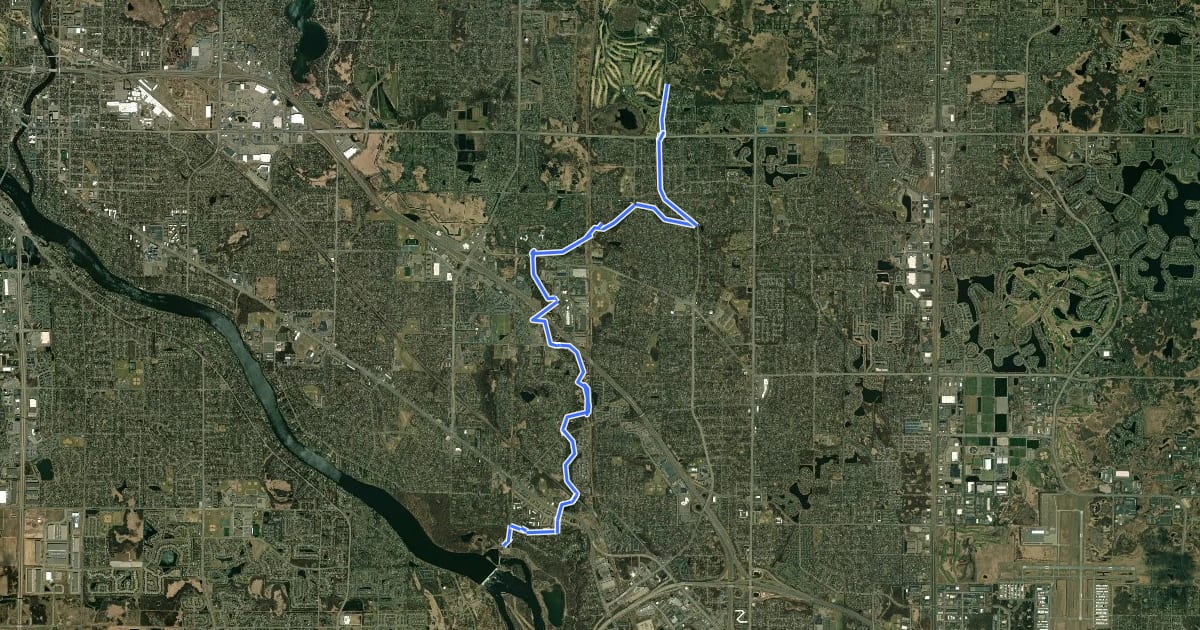 Маршрут Coon Creek Regional Trail на спутниковом снимке