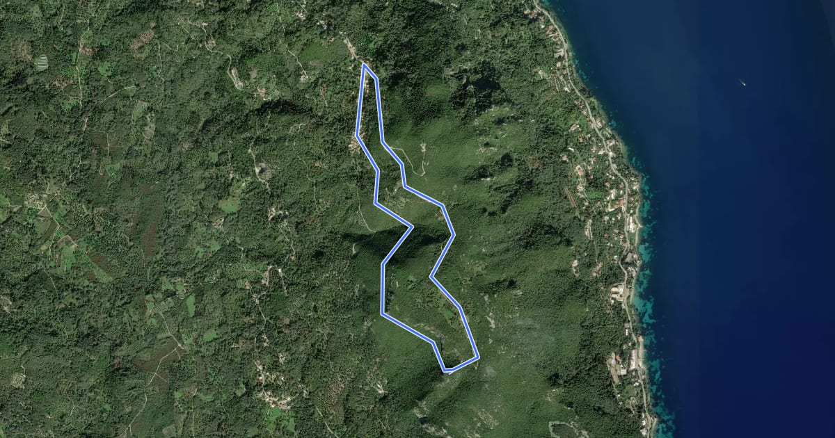 Маршрут Corfu Paths CC02 - Stavros Loop Hike на спутниковом снимке