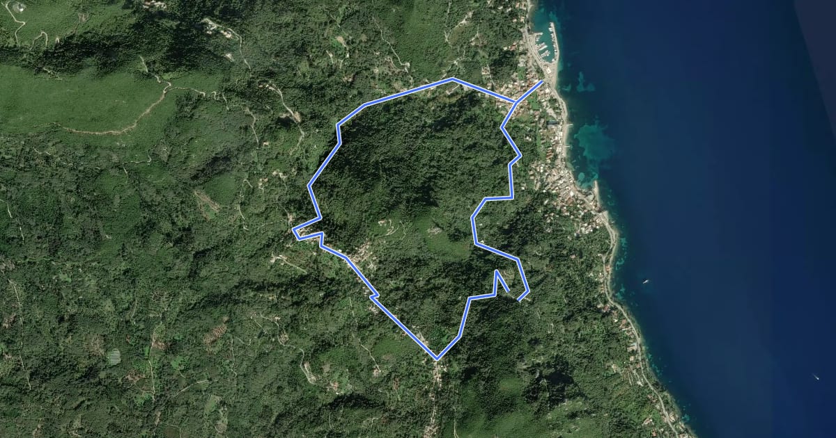 Маршрут Corfu Paths CC03 на спутниковом снимке