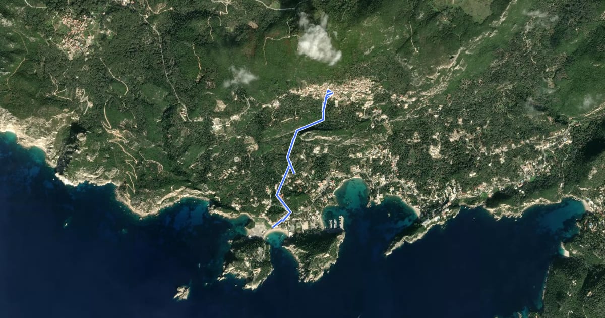 Маршрут Corfu Paths CC12 на спутниковом снимке