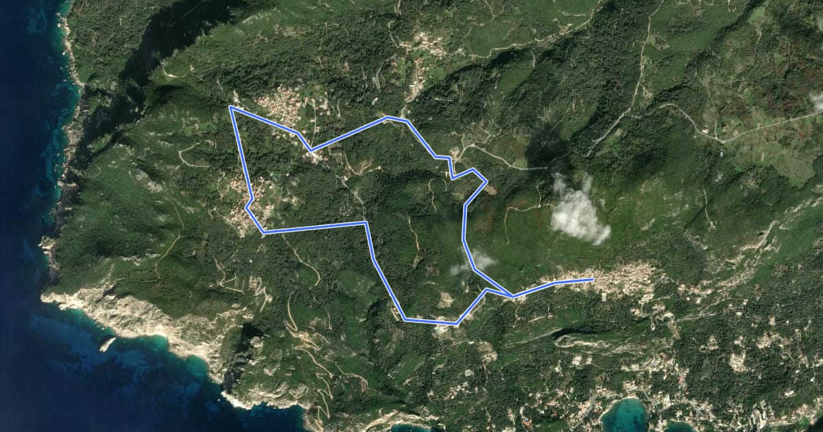 Маршрут Corfu Paths CC13 на спутниковом снимке