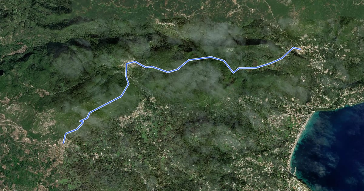 Маршрут Corfu Paths CC16 на спутниковом снимке