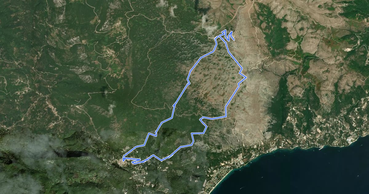 Маршрут Corfu Paths CC18 на спутниковом снимке
