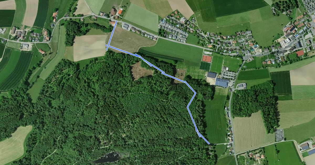 Маршрут Corminboeuf Village Suisse - Chésopelloz на спутниковом снимке