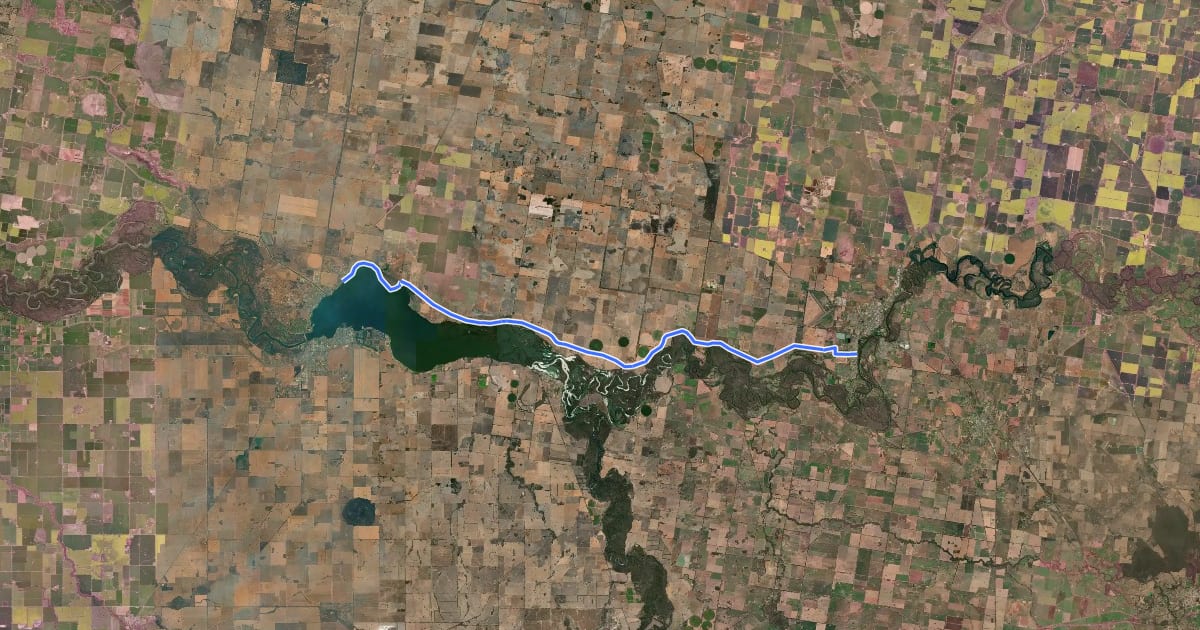 Маршрут Corowa - Mulwala Trail на спутниковом снимке