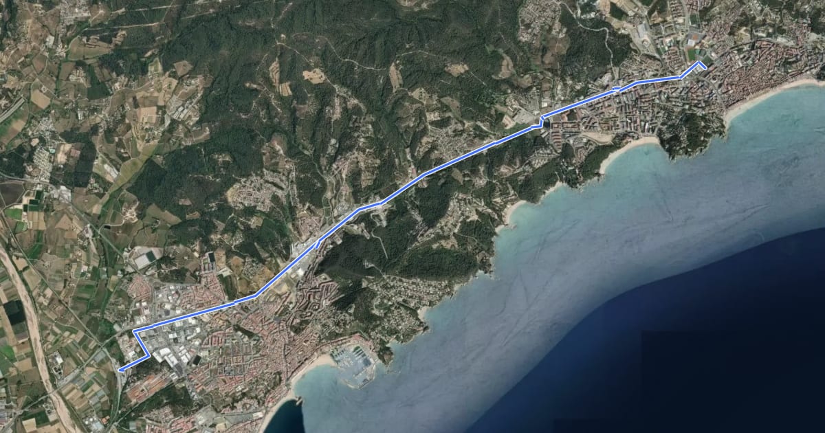 Маршрут Corredor ciclista del Maresme (parte de La Selva) на спутниковом снимке