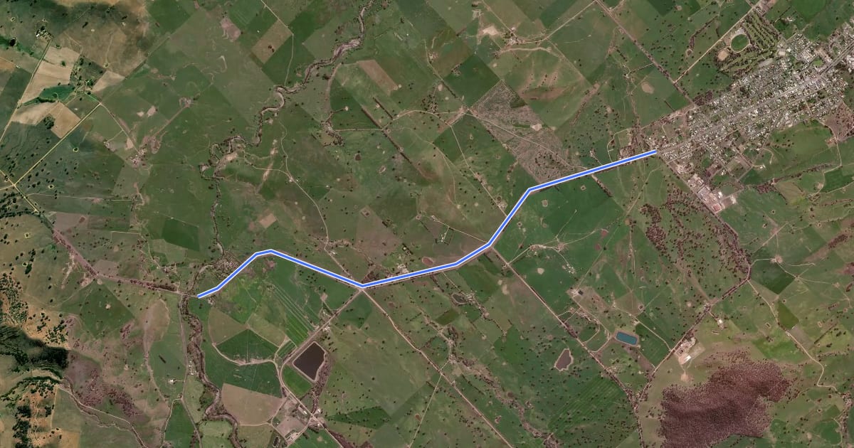 Маршрут Corryong Trail на спутниковом снимке