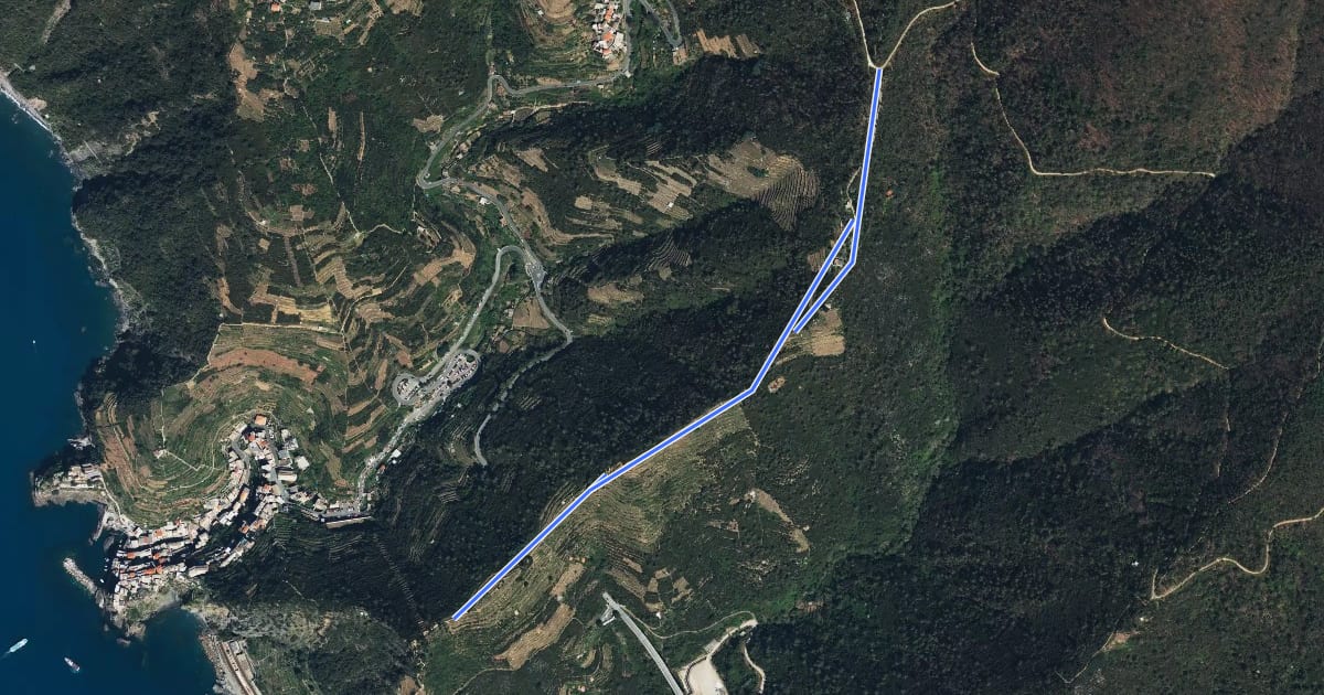 Маршрут Costa Corniolo – Strada dei Santuari на спутниковом снимке