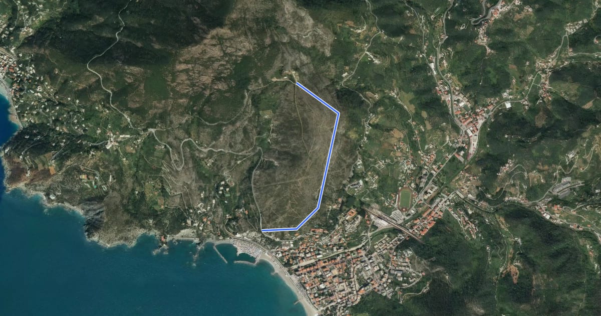 Маршрут Costa delle Streghe на спутниковом снимке
