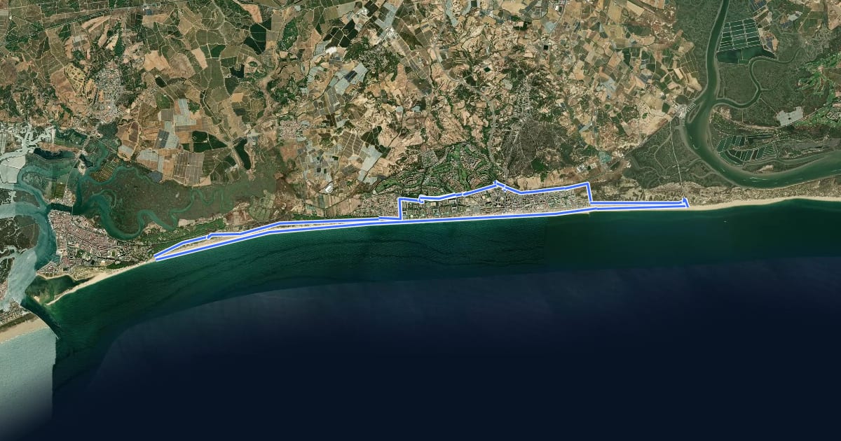 Маршрут Costa Oeste de Huelva на спутниковом снимке