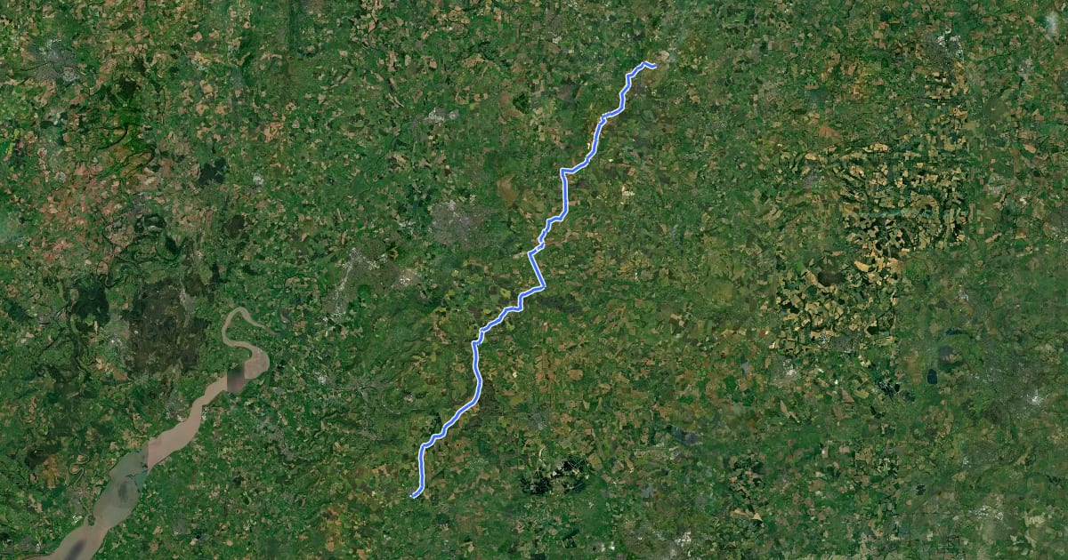 Маршрут Cotswold Cycleway на спутниковом снимке