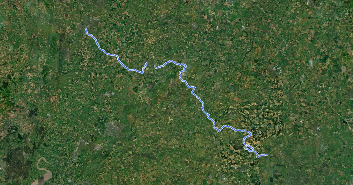 Маршрут Cotswold Line Cycle Route на спутниковом снимке