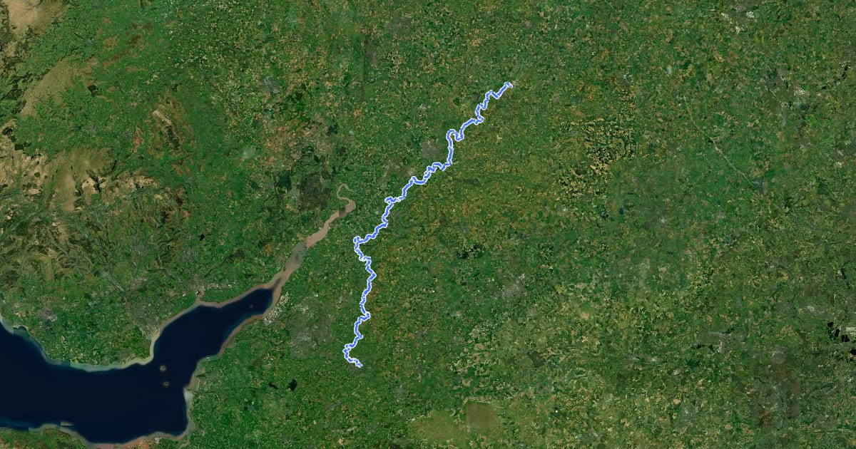 Маршрут Cotswold Way на спутниковом снимке