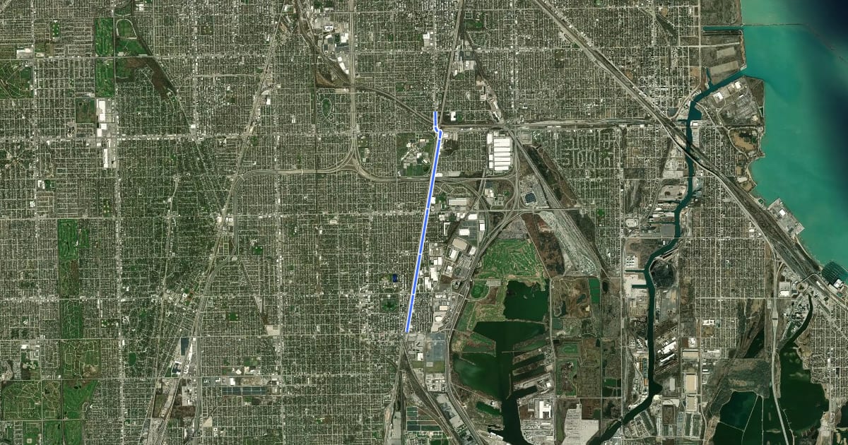Маршрут Cottage Grove Avenue на спутниковом снимке