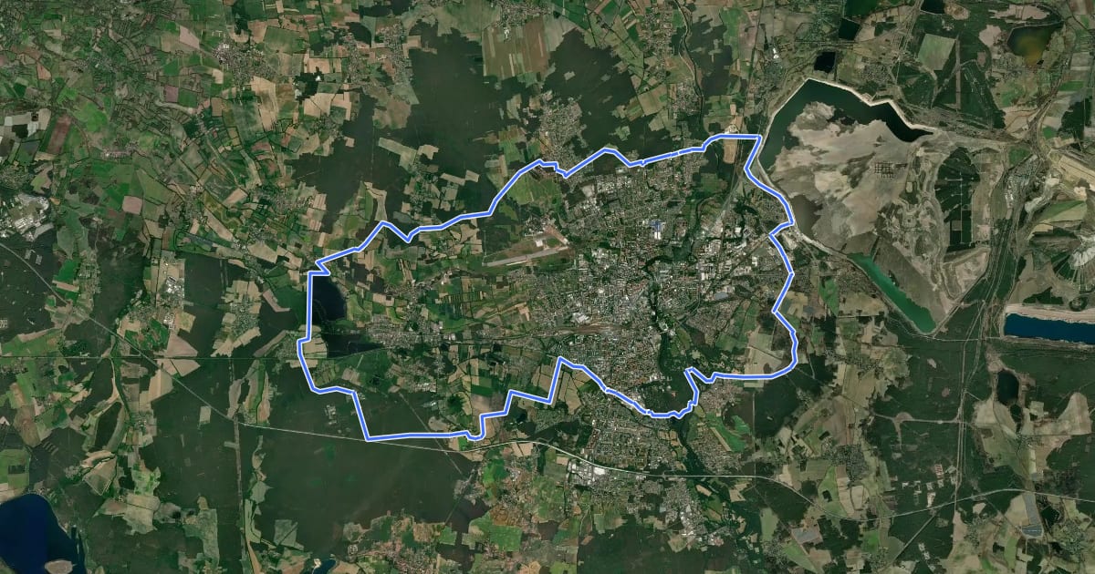 Маршрут Cottbuser Wanderring на спутниковом снимке