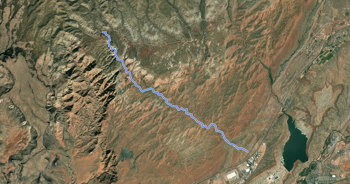 Маршрут Cottonwood Canyon на спутниковом снимке
