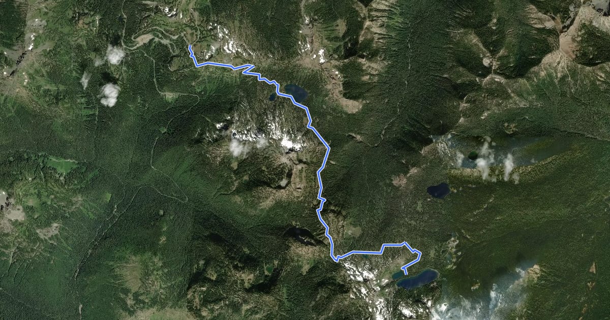Маршрут Cougar Lakes Trail на спутниковом снимке