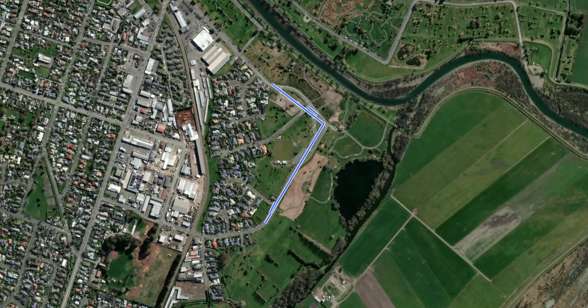 Маршрут Courtenay Shared Path на спутниковом снимке