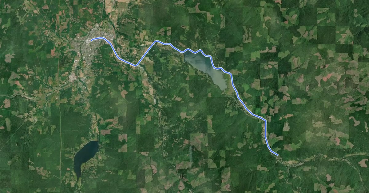 Маршрут Covered Bridges Scenic Cycleway на спутниковом снимке