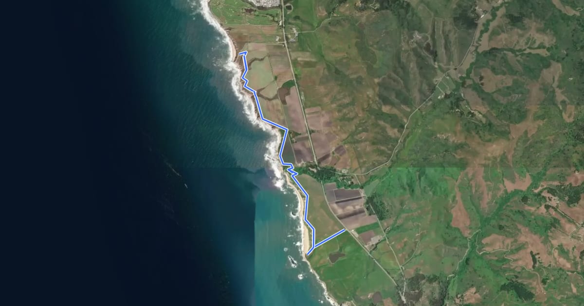 Маршрут Cowell-Purisima Trail на спутниковом снимке