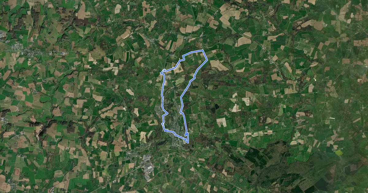 Маршрут Crêtes et Monuments de Mortain на спутниковом снимке