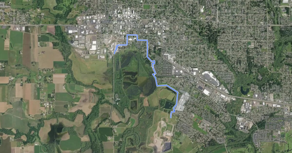 Маршрут Crescent Park Greenway alternate на спутниковом снимке