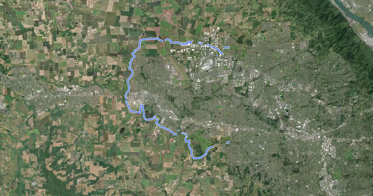 Маршрут Crescent Park Greenway (proposed segment) на спутниковом снимке