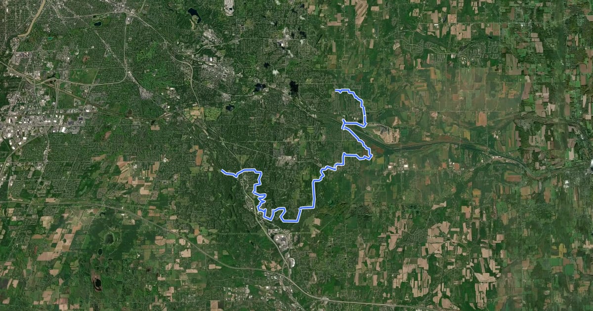 Маршрут Crescent Trail (Orange Blazes) на спутниковом снимке